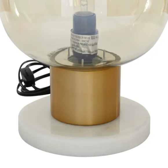 Kirkland's Home Table Lamps-Metal White Marble Mushroom Shade Table Lamp