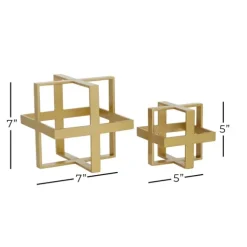 Kirkland's Home Statues & Figurines-Metallic Cube Sculptures, Set Of 2