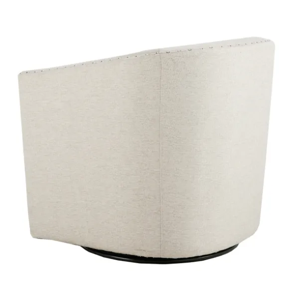 Kirkland's Home Accent Chairs-Metro Club Natural Swivel Chair With Nailhead Trim