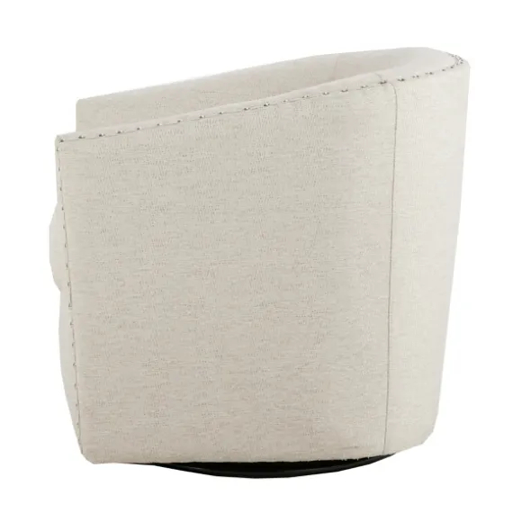 Kirkland's Home Accent Chairs-Metro Club Natural Swivel Chair With Nailhead Trim