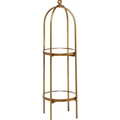 Kirkland's Home Bookshelves-Mirrored Two-Tier Cage Shelf