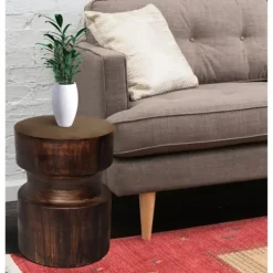 Kirkland's Home Accent & End Tables-Mocha Hourglass Mango Side Table