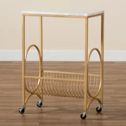 Kirkland's Home Kitchen Islands & Bar Carts-Modern Marble Deco Bar Cart