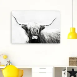Kirkland's Home Canvas Art-Monochrome Longhorn Canvas Art Print, 60X40 In.