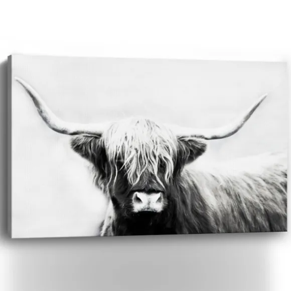 Kirkland's Home Canvas Art-Monochrome Longhorn Canvas Art Print, 60X40 In.