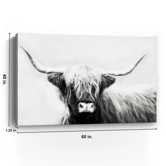 Kirkland's Home Canvas Art-Monochrome Longhorn Canvas Art Print, 60X40 In.