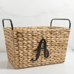 Kirkland's Home Baskets & Boxes-Monogram A Woven Rat Metal Handle Basket