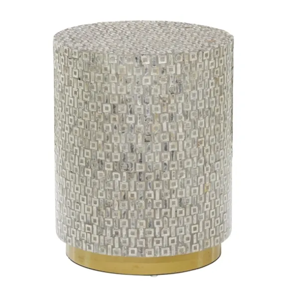 Kirkland's Home Accent & End Tables-Mother Of Pearl Sells Wood Base Accent Table