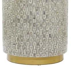 Kirkland's Home Accent & End Tables-Mother Of Pearl Sells Wood Base Accent Table
