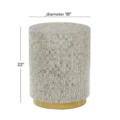 Kirkland's Home Accent & End Tables-Mother Of Pearl Sells Wood Base Accent Table