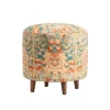 Kirkland's Home Benches & Ottomans-Multicolor Patterned Wood Ottoman Stool