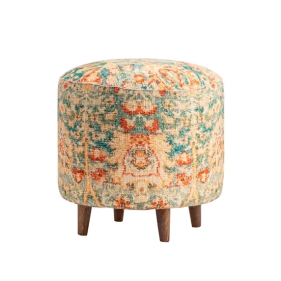 Kirkland's Home Benches & Ottomans-Multicolor Patterned Wood Ottoman Stool