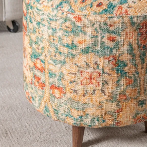 Kirkland's Home Benches & Ottomans-Multicolor Patterned Wood Ottoman Stool