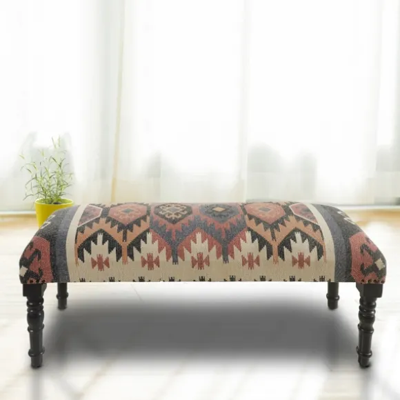 Kirkland's Home Benches & Ottomans-Multicolor Southwestern Geometric Bench