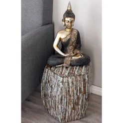 Kirkland's Home Accent & End Tables-Mussel Shell Hexagonal Accent Table