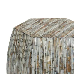 Kirkland's Home Accent & End Tables-Mussel Shell Hexagonal Accent Table
