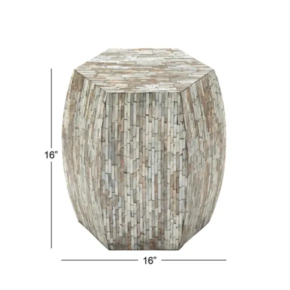 Kirkland's Home Accent & End Tables-Mussel Shell Hexagonal Accent Table