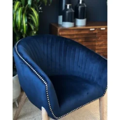 Kirkland's Home Accent Chairs-Nadia Navy Velvet Club Chair