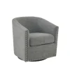 Kirkland's Home Accent Chairs-Nailhead Swivelling Barrel Accent Chair