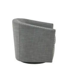 Kirkland's Home Accent Chairs-Nailhead Swivelling Barrel Accent Chair