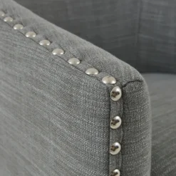 Kirkland's Home Accent Chairs-Nailhead Swivelling Barrel Accent Chair