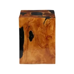 Kirkland's Home Accent & End Tables-Natural Abstract Teak Wood Grain Accent Table