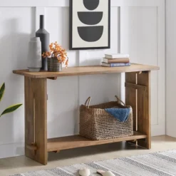 Kirkland's Home Console Tables-Natural Acacia Wood Farmhouse Console