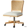 Kirkland's Home Office Furniture-Natural Cane Back Linen Office Chair