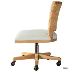 Kirkland's Home Office Furniture-Natural Cane Back Linen Office Chair