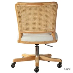 Kirkland's Home Office Furniture-Natural Cane Back Linen Office Chair