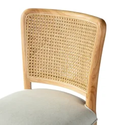 Kirkland's Home Office Furniture-Natural Cane Back Linen Office Chair