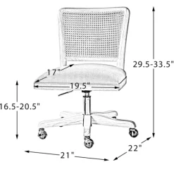 Kirkland's Home Office Furniture-Natural Cane Back Linen Office Chair