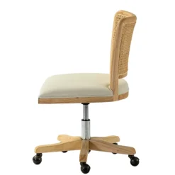 Kirkland's Home Office Furniture-Natural Cane Back Suede Office Chair