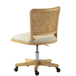 Kirkland's Home Office Furniture-Natural Cane Back Suede Office Chair