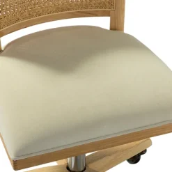 Kirkland's Home Office Furniture-Natural Cane Back Suede Office Chair