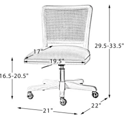 Kirkland's Home Office Furniture-Natural Cane Back Suede Office Chair
