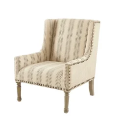Kirkland's Home Accent Chairs-Natural Cara Stripe Accent Chair