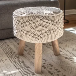 Kirkland's Home Benches & Ottomans-Natural Crochet Stool