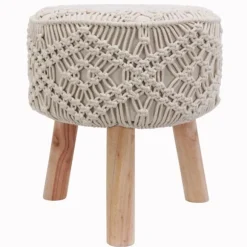 Kirkland's Home Benches & Ottomans-Natural Crochet Stool