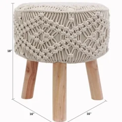 Kirkland's Home Benches & Ottomans-Natural Crochet Stool