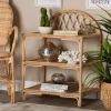 Kirkland's Home Bookshelves-Natural Curled Rattan 3-Tiered Bookcase