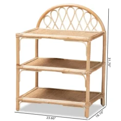 Kirkland's Home Bookshelves-Natural Curled Rattan 3-Tiered Bookcase