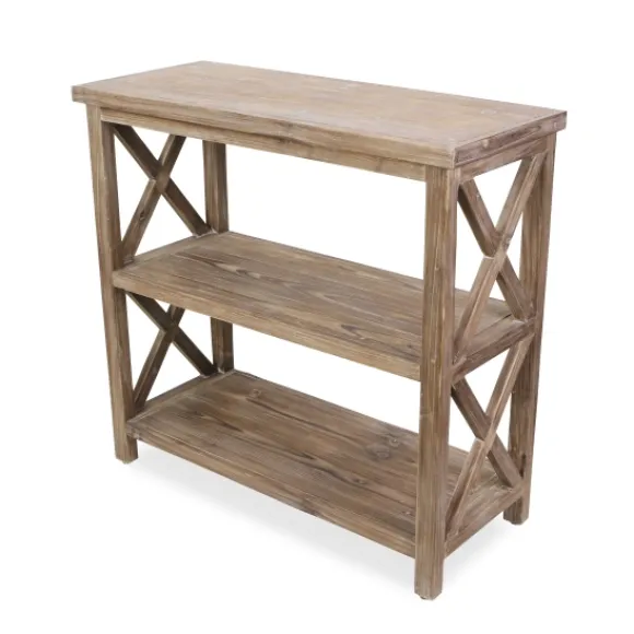 Kirkland's Home Bookshelves-Natural Double X Wood Bookshelf