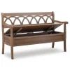 Kirkland's Home Benches & Ottomans-Natural Driftwood Fretwork Back Storage Bench