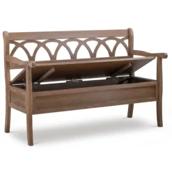 Kirkland's Home Benches & Ottomans-Natural Driftwood Fretwork Back Storage Bench