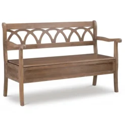 Kirkland's Home Benches & Ottomans-Natural Driftwood Fretwork Back Storage Bench