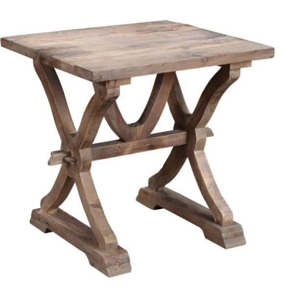 Kirkland's Home Accent & End Tables-Natural Farmhouse Trestle Base Accent Table