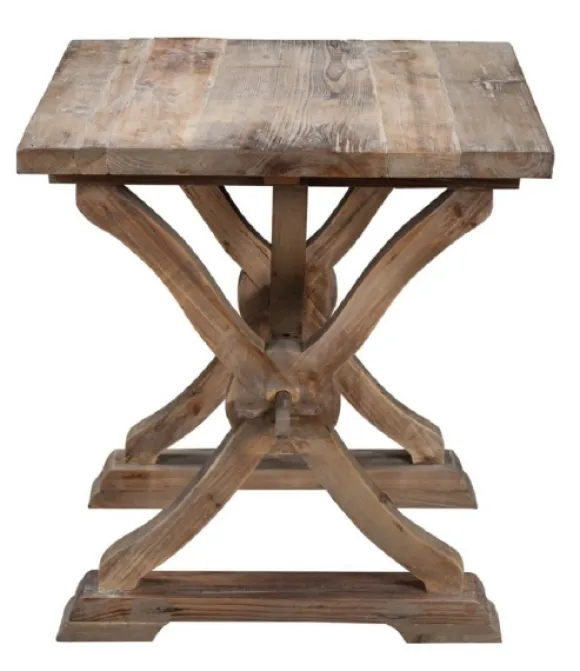 Kirkland's Home Accent & End Tables-Natural Farmhouse Trestle Base Accent Table