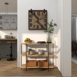 Kirkland's Home Console Tables-Natural Fir Open 3-Tier Console Table