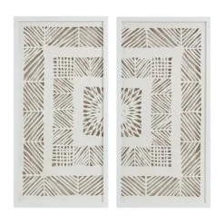 Kirkland's Home Framed Art-Natural Geometric Rice Paper Framed Art, Set Of 2